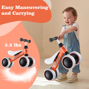 Baby Balance Bike for 2 Years Old Boys Girls No Pedal 4 Wheels-Orange view 6