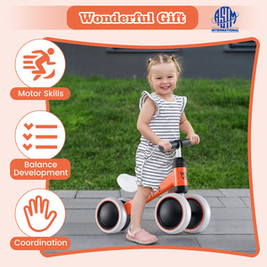 Baby Balance Bike for 2 Years Old Boys Girls No Pedal 4 Wheels-Orange view 7