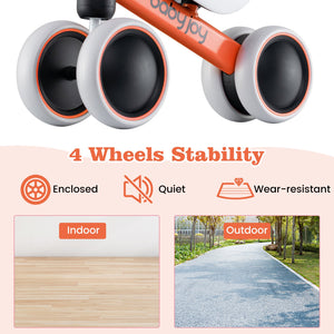 Baby Balance Bike for 2 Years Old Boys Girls No Pedal 4 Wheels-Orange view 8