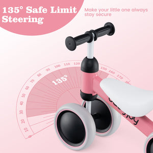 Baby Balance Bike for 2 Years Old Boys Girls No Pedal 4 Wheels-Pink view 5