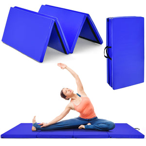 4-Panel Folding Gymnastics Mat with Carrying Handles for Home Gym-Navy view 4