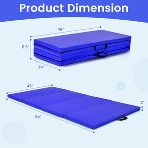 4-Panel Folding Gymnastics Mat with Carrying Handles for Home Gym-Navy view 5