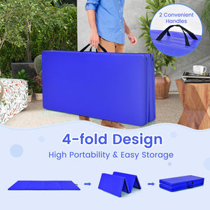 4-Panel Folding Gymnastics Mat with Carrying Handles for Home Gym-Navy view 7