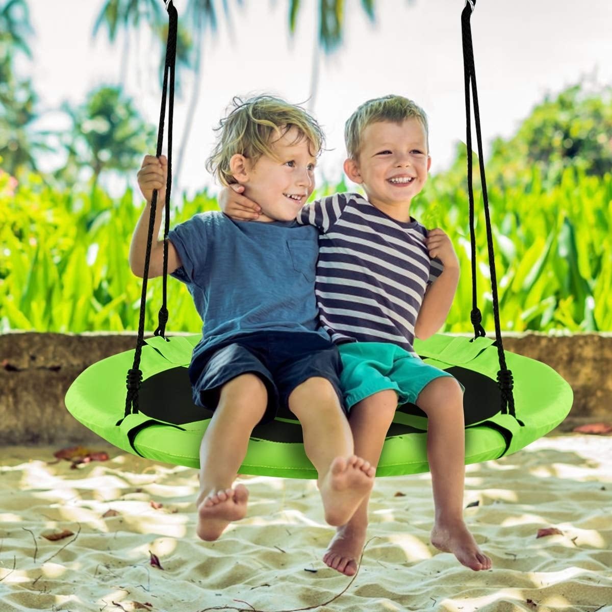 40 Inch Flying Saucer Tree Swing Indoor Outdoor Play Set-Green view 2
