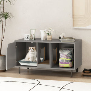 40 Inch Cat Litter Box Enclosure for 2 Cats Hidden Cat Washroom-Gray view 3
