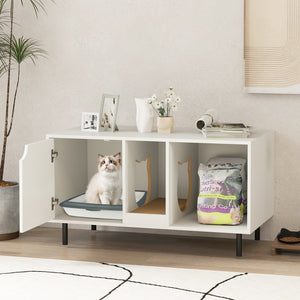 40 Inch Cat Litter Box Enclosure for 2 Cats Hidden Cat Washroom-White view 3