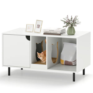 40 Inch Cat Litter Box Enclosure for 2 Cats Hidden Cat Washroom-White view 4