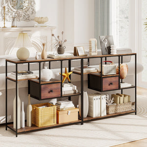 40 Inch Console Table Behind Sofa Couch with Storage-Rustic Brown view 6