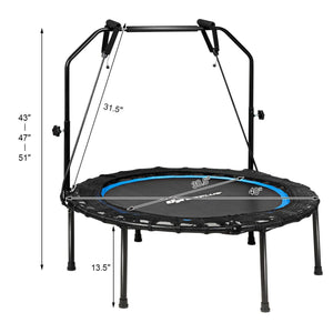 40 Inch Foldable Fitness Rebounder with Resistance Bands Adjustable Home-Blue view 4