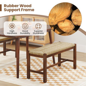 40 Inch Long Wood Bench with Solid Rubber Wood Frame-Walnut view 6