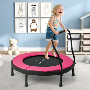 40 Inch Trampoline for Kids Indoor Outdoor Fitness Trampoline-Pink view 2