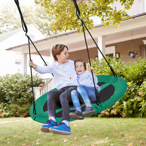 40 Inches Saucer Tree Swing Round with Adjustable Ropes and Carabiners-Green view 2