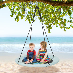 40 Inches Saucer Tree Swing with Adjustable Hanging Ropes and 900D Oxford Fabric-Forest view 2