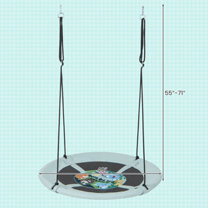 40 Inches Saucer Tree Swing with Adjustable Hanging Ropes and 900D Oxford Fabric-Forest view 5