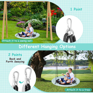 40 Inches Saucer Tree Swing with Adjustable Hanging Ropes and 900D Oxford Fabric-Forest view 6