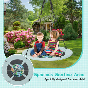 40 Inches Saucer Tree Swing with Adjustable Hanging Ropes and 900D Oxford Fabric-Forest view 7