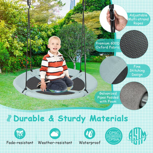 40 Inches Saucer Tree Swing with Adjustable Hanging Ropes and 900D Oxford Fabric-Forest view 8