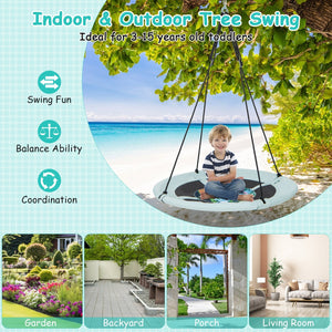40 Inches Saucer Tree Swing with Adjustable Hanging Ropes and 900D Oxford Fabric-Forest view 9