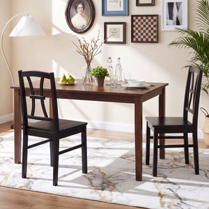 400 lbs Capacity Dining Chair Set of 2 with Cross Backrest and Rubber Wood Frame-Black view 3