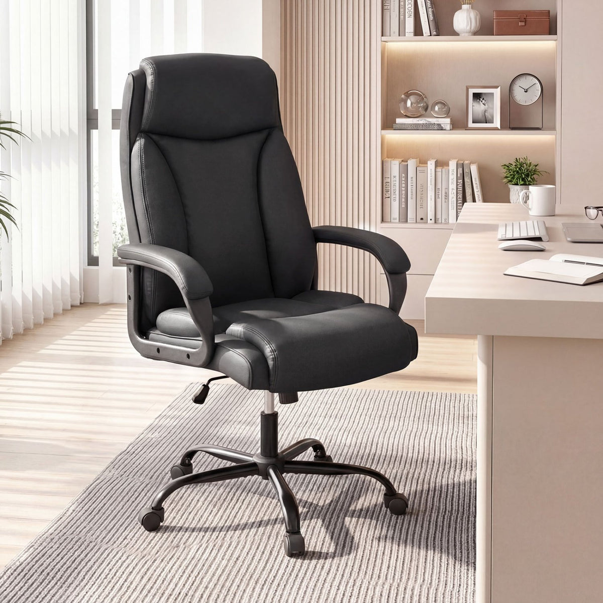 400 Pounds Big and Tall Adjustable High Back Leather Office Chair view 2
