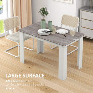 47" Kitchen Table for 4-6 People, Dining Table with Wood Effect for Dining Room, Black