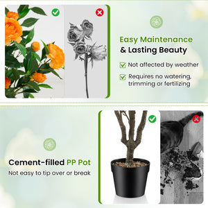 40 Inch Artificial Camellia Tree with 37 Flowers and River Stones in Pot-1 Pack view 6