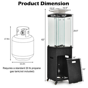 41 000 BTU Propane Patio Heater with Lockable Wheels-Black view 4