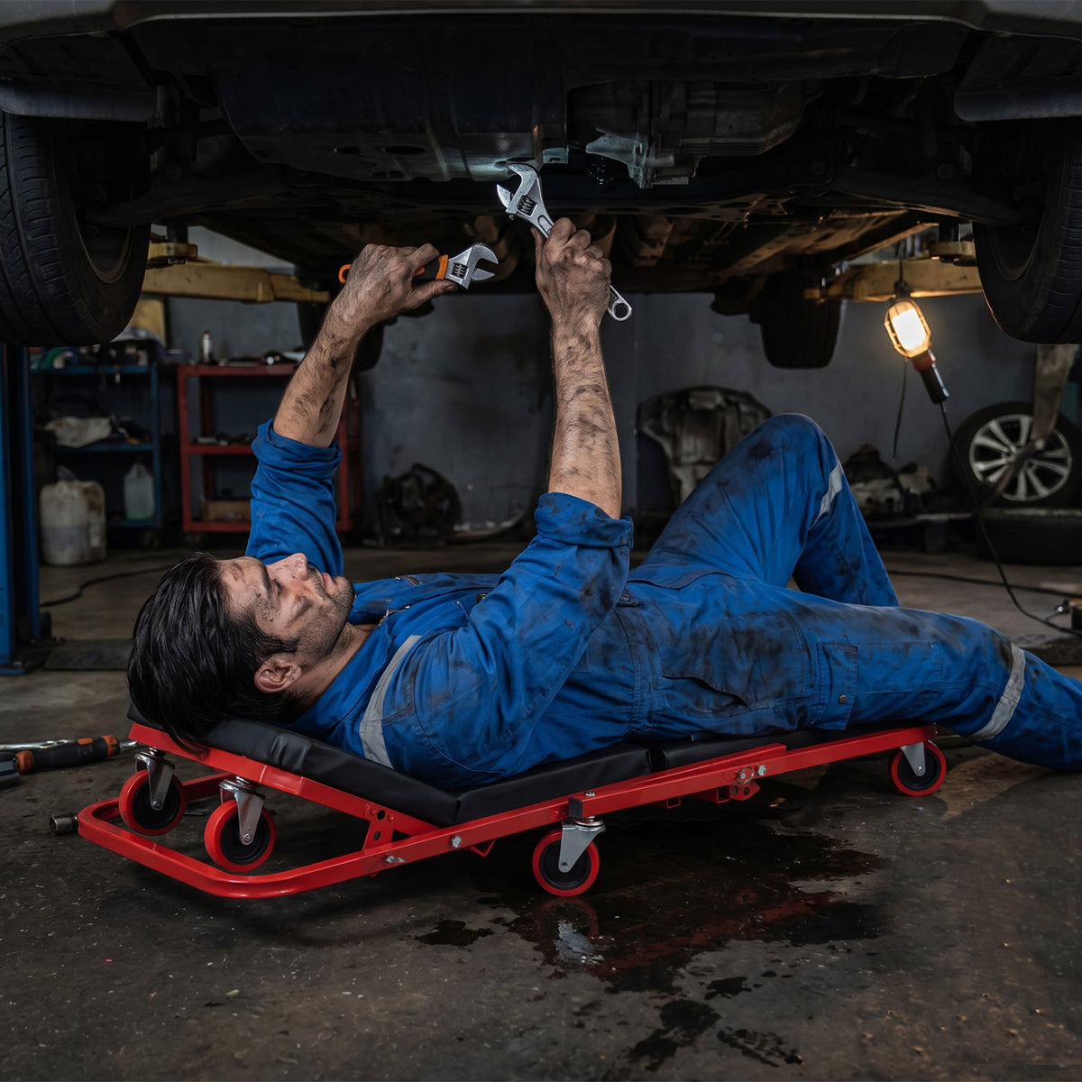 41 inches Foldable Mechanic Creeper with 450 LBS Capacity-Red view 2