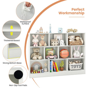 41 inches Wooden Toy Storage Organizer with 10 Cubes for Classroom Daycare Nursery Kindergarten-White view 9