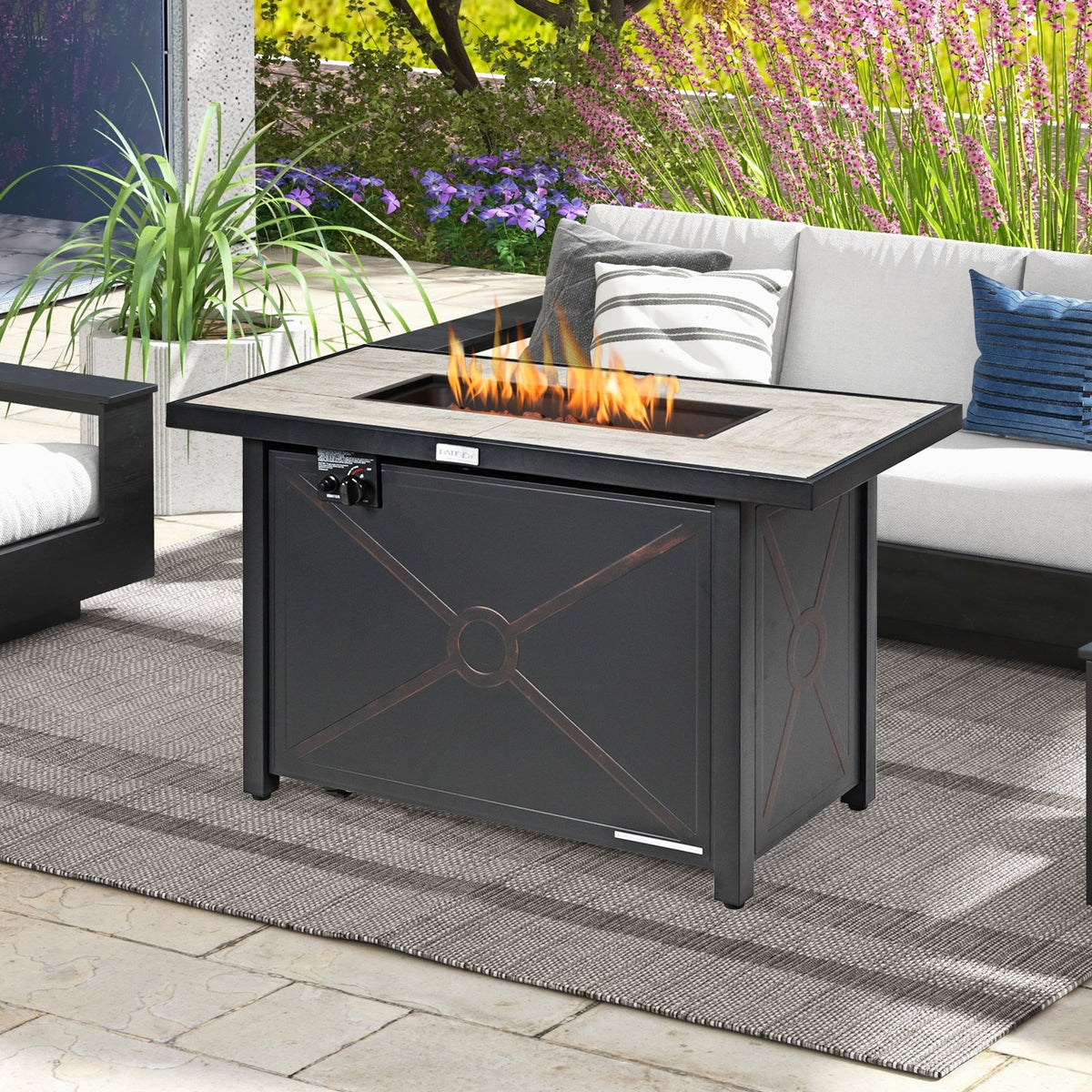 42 Inch 60000 BTU Propane Fire Pit Table with Ceramic Tabletop view 2