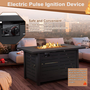 42 Inch 60 000 BTU Rectangular Propane Fire Pit Table with Waterproof Cover view 7