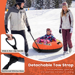 42 inches Heavy-duty Inflatable Snow Tube with Detachable Tow Strap-Orange view 9