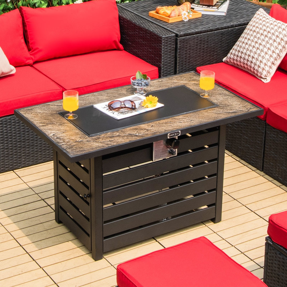 42 Inch 50000 BTU Propane Fire Pit Table with Ore Powder Surface view 2