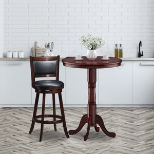 42 Inch Wooden Round Pub Pedestal Side Table with Chessboard view 7