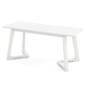 42 Inch Modern Entryway Bench Long Dining Bench with Rubber Wood Legs-White view 4