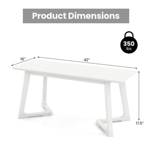 42 Inch Modern Entryway Bench Long Dining Bench with Rubber Wood Legs-White view 5