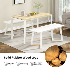 42 Inch Modern Entryway Bench Long Dining Bench with Rubber Wood Legs-White view 9