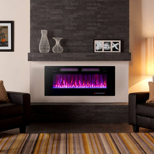 42 Inch Ultra-Thin Electric Fireplace with Decorative Crystals and Smart APP Control-42 inch view 3