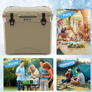 42 Quart Hard Cooler with Wheels and Handle-Tan view 9