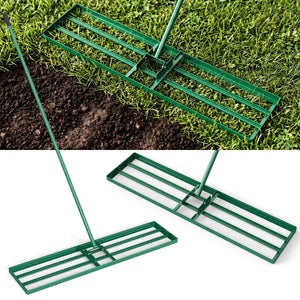 42 x 10 Inch Lawn Leveling Rake with Ergonomic Handle-Green