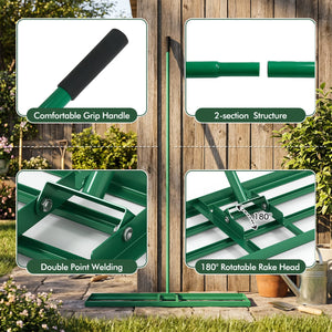 42 x 10 Inch Lawn Leveling Rake with Ergonomic Handle-Green view 8
