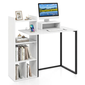 43.5 inches Computer Desk with Charging Station and Ergonomic Monitor Stand-White view 4