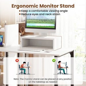 43.5 inches Computer Desk with Charging Station and Ergonomic Monitor Stand-White view 7