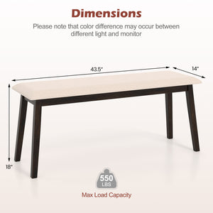 43.5 Inch Upholstered Entryway Bench with Rubber Wood Frame-Beige view 4