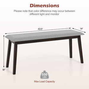 43.5 Inch Upholstered Entryway Bench with Rubber Wood Frame-Gray view 4