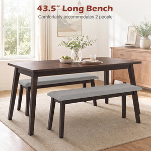 43.5 Inch Upholstered Entryway Bench with Rubber Wood Frame-Gray view 6