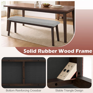 43.5 Inch Upholstered Entryway Bench with Rubber Wood Frame-Gray view 8