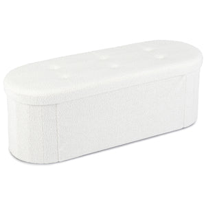 43 inches Folding Teddy Storage Ottoman Bench with Dividers for Living Room and Bedroom-Beige