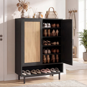 43 Inch 6-Tier Tall Shoe Cabinet with Double Doors-Black view 2