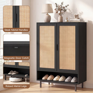 43 Inch 6-Tier Tall Shoe Cabinet with Double Doors-Black view 9